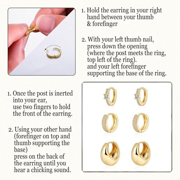 Gold Hoop Earrings Set for Women Trendy, 14K Gold Plated - Picture 7 of 8